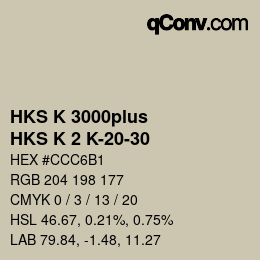 Código de color: HKS K 3000plus - HKS K 2 K-20-30 | qconv.com