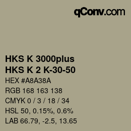 Código de color: HKS K 3000plus - HKS K 2 K-30-50 | qconv.com