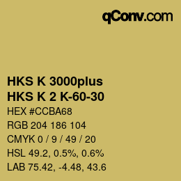 Código de color: HKS K 3000plus - HKS K 2 K-60-30 | qconv.com