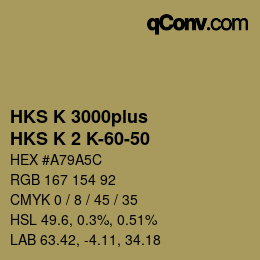 Código de color: HKS K 3000plus - HKS K 2 K-60-50 | qconv.com