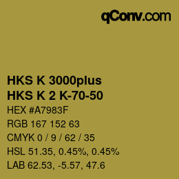 Código de color: HKS K 3000plus - HKS K 2 K-70-50 | qconv.com