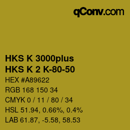 Código de color: HKS K 3000plus - HKS K 2 K-80-50 | qconv.com