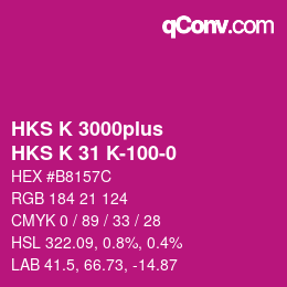 Color code: HKS K 3000plus - HKS K 31 K-100-0 | qconv.com