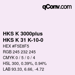 Color code: HKS K 3000plus - HKS K 31 K-10-0 | qconv.com