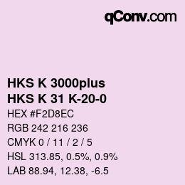 Color code: HKS K 3000plus - HKS K 31 K-20-0 | qconv.com