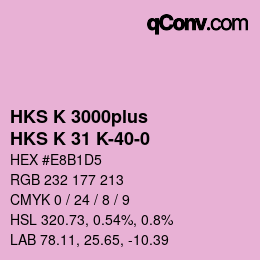 Color code: HKS K 3000plus - HKS K 31 K-40-0 | qconv.com