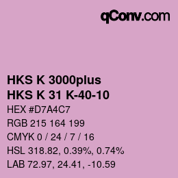 Color code: HKS K 3000plus - HKS K 31 K-40-10 | qconv.com