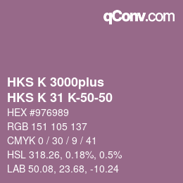 Color code: HKS K 3000plus - HKS K 31 K-50-50 | qconv.com