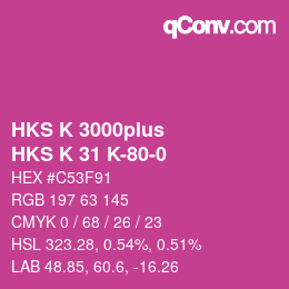 Color code: HKS K 3000plus - HKS K 31 K-80-0 | qconv.com