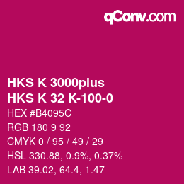 Color code: HKS K 3000plus - HKS K 32 K-100-0 | qconv.com