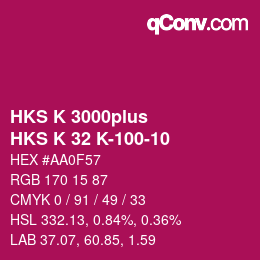 Color code: HKS K 3000plus - HKS K 32 K-100-10 | qconv.com