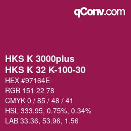Farbcode: HKS K 3000plus - HKS K 32 K-100-30 | qconv.com