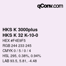 Color code: HKS K 3000plus - HKS K 32 K-10-0 | qconv.com
