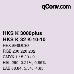 Color code: HKS K 3000plus - HKS K 32 K-10-10 | qconv.com