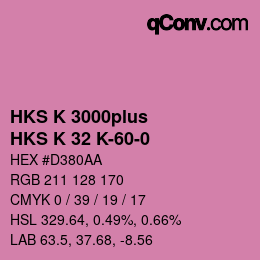 Color code: HKS K 3000plus - HKS K 32 K-60-0 | qconv.com