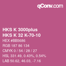 Color code: HKS K 3000plus - HKS K 32 K-70-10 | qconv.com