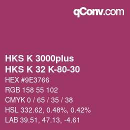 Color code: HKS K 3000plus - HKS K 32 K-80-30 | qconv.com