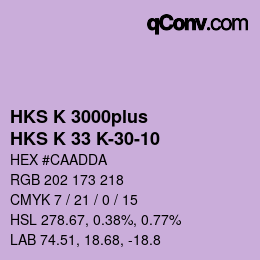 Color code: HKS K 3000plus - HKS K 33 K-30-10 | qconv.com