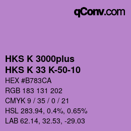 Farbcode: HKS K 3000plus - HKS K 33 K-50-10 | qconv.com