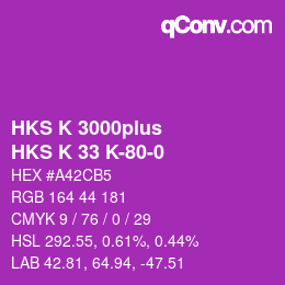 Farbcode: HKS K 3000plus - HKS K 33 K-80-0 | qconv.com