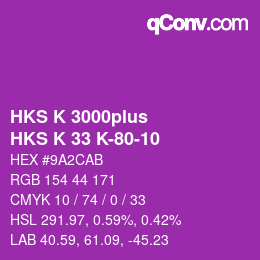 Color code: HKS K 3000plus - HKS K 33 K-80-10 | qconv.com