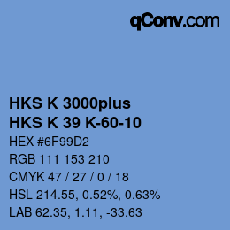 Color code: HKS K 3000plus - HKS K 39 K-60-10 | qconv.com