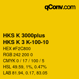 Código de color: HKS K 3000plus - HKS K 3 K-100-10 | qconv.com