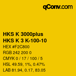 カラーコード: HKS K 3000plus - HKS K 3 K-100-10 | qconv.com