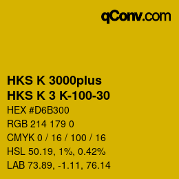 Código de color: HKS K 3000plus - HKS K 3 K-100-30 | qconv.com