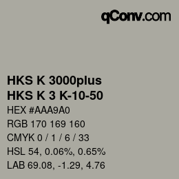 Código de color: HKS K 3000plus - HKS K 3 K-10-50 | qconv.com