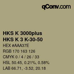 Código de color: HKS K 3000plus - HKS K 3 K-30-50 | qconv.com