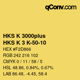 Código de color: HKS K 3000plus - HKS K 3 K-50-10 | qconv.com