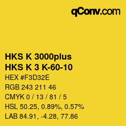 Farbcode: HKS K 3000plus - HKS K 3 K-60-10 | qconv.com