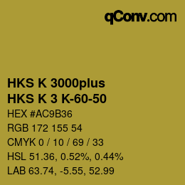 Código de color: HKS K 3000plus - HKS K 3 K-60-50 | qconv.com