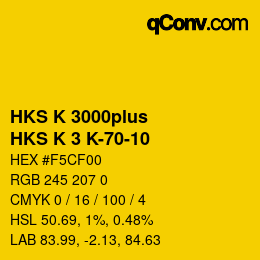 Farbcode: HKS K 3000plus - HKS K 3 K-70-10 | qconv.com