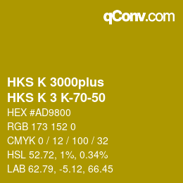 Código de color: HKS K 3000plus - HKS K 3 K-70-50 | qconv.com