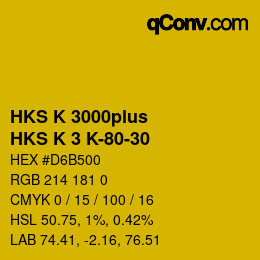 Farbcode: HKS K 3000plus - HKS K 3 K-80-30 | qconv.com