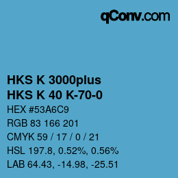 Color code: HKS K 3000plus - HKS K 40 K-70-0 | qconv.com