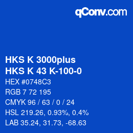 Código de color: HKS K 3000plus - HKS K 43 K-100-0 | qconv.com