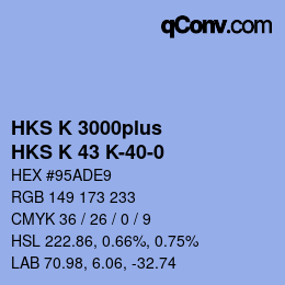 Color code: HKS K 3000plus - HKS K 43 K-40-0 | qconv.com