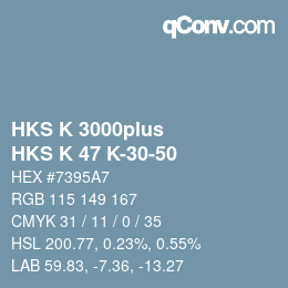 Color code: HKS K 3000plus - HKS K 47 K-30-50 | qconv.com