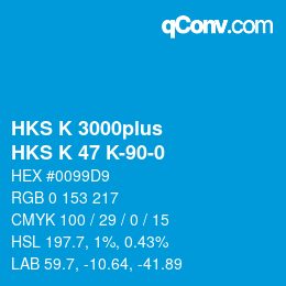 Color code: HKS K 3000plus - HKS K 47 K-90-0 | qconv.com