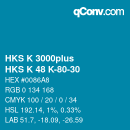 Color code: HKS K 3000plus - HKS K 48 K-80-30 | qconv.com