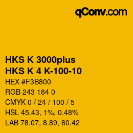 Color code: HKS K 3000plus - HKS K 4 K-100-10 | qconv.com