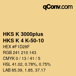 Color code: HKS K 3000plus - HKS K 4 K-50-10 | qconv.com