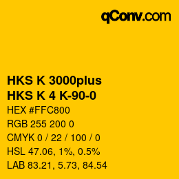 Color code: HKS K 3000plus - HKS K 4 K-90-0 | qconv.com