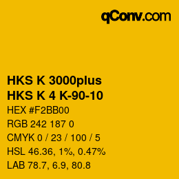 Color code: HKS K 3000plus - HKS K 4 K-90-10 | qconv.com