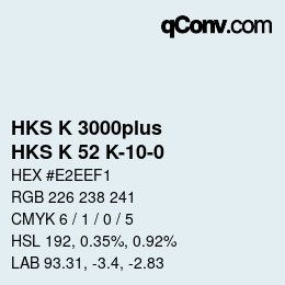 Color code: HKS K 3000plus - HKS K 52 K-10-0 | qconv.com