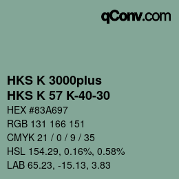 Color code: HKS K 3000plus - HKS K 57 K-40-30 | qconv.com