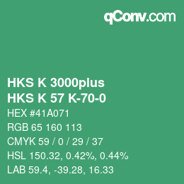 Color code: HKS K 3000plus - HKS K 57 K-70-0 | qconv.com